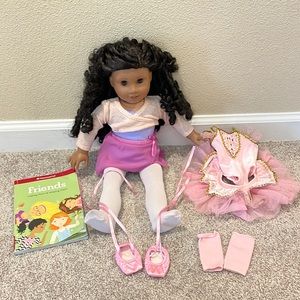 Sparkling Ballerina Doll & Outfit Set: Curly Dark-Brown Hair, Brown Eyes